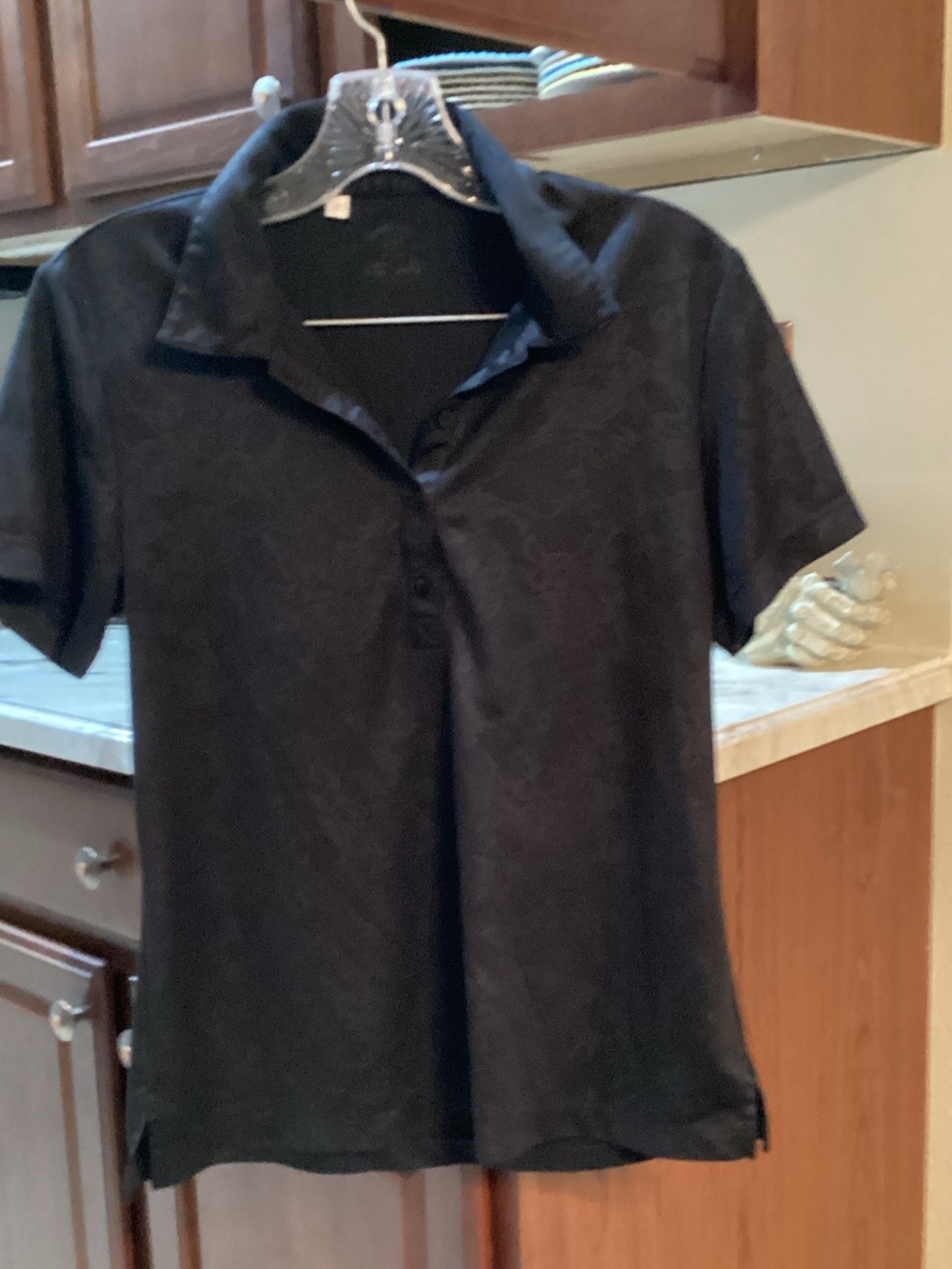 Monterey Bay Black Button-Front Polo Shirt
